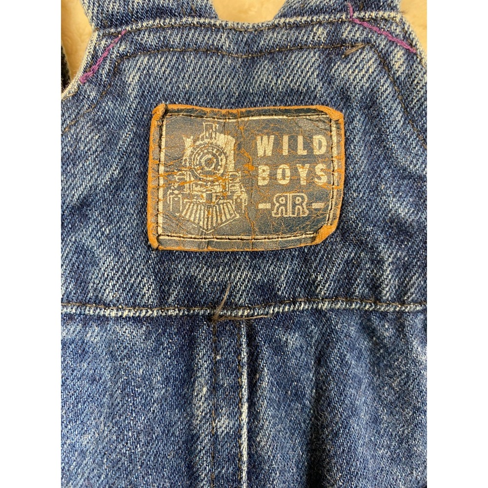 Wild Boys Denim Overalls Flannel Accents Size 2T Patchwork Kids Blue One-Piece